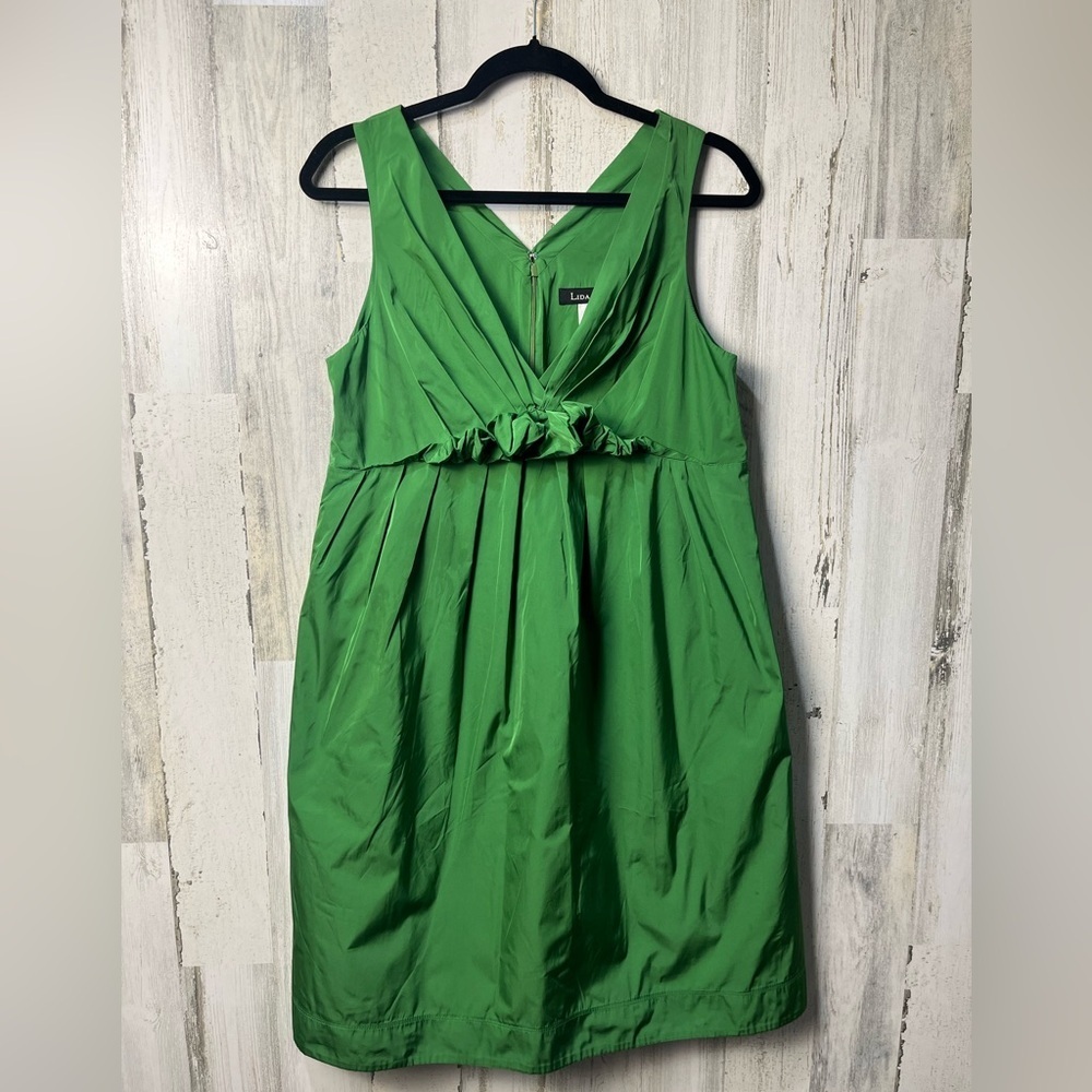 Lida Baday Unique Green Sleeveless Dress size 10